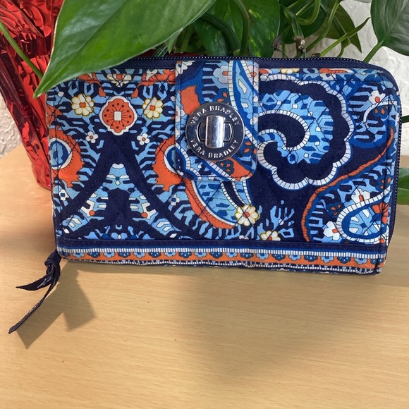 Vera Bradley Handbags - Vera Bradley Blue and Orange Patterned Wallet